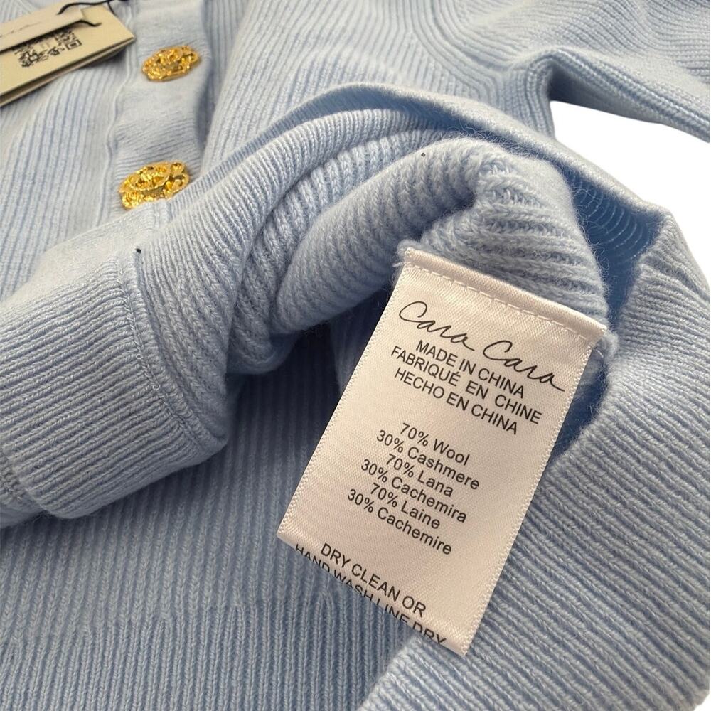 Cara Cara Women's Light Blue Crewneck Ellery Cardigan Sweater Size S - Picture 7 of 10
